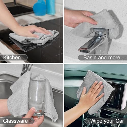 UPSTAR Microfiber Cleaning Cloth, Reusable Paper Towels Rolls, 50 Packs 12x12 inch Cleaning Rags for Washing Dishes, Kitchen, Bathroom, Car, Grey - color: Grey