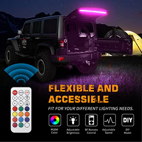 XRIDONSEN 40 Inch RGBW Rear Window Lift Gate Dome Light Strip Back Glass Tailgate Hatch Trunk Cargo Camping Light RF Wireless Remote Compatible with Jeep Wrangler JL JK YJ TJ JKU JLU 2/4-Door SUV