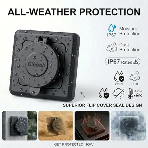 4PCS GIBBAB 90W Waterproof Recessed RV USB Outlet, Aluminum Charger Socket - color: Deep Black, size: 4P