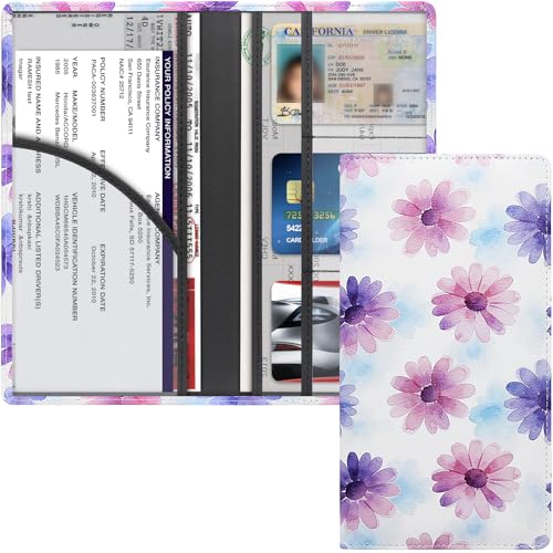 LumiMokki Premium Car Registration & Insurance Card Holder, Floral - color: Floral B