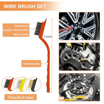 Car Interior Detailing Brush Cleaning Kit, Soft Bristle Dusting Brush, Wire Brush Set, Car Cleaning Gel, Car Accessories Essentials Supplies Tools for Auto,Truck,SUV,RV（6PCS ）