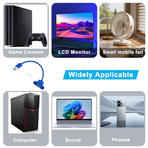 Panel Mount USB A 3.0 Extension USB Panel Mount Cable 5Gbps Data Transmit and Power Supply for Laptops PC, Car Boat Dashboard Panel (USB A Blue, 1.5 m/ 4.9 ft) - color: USB A Blue, size: 1.5 M/ 4.9 Ft