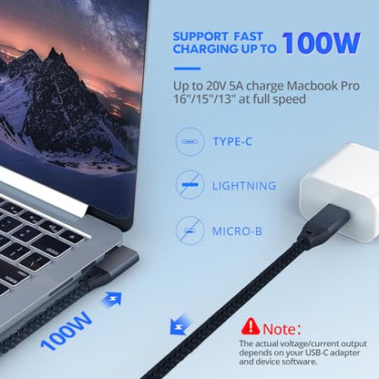 Short USB C 90 Degree Cable 0.5ft, 6 inch USBC to USBC 3.2 Gen2 Cable - color: Black, size: 0.5FT