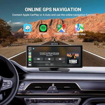 Haudio ‌10.26 Inch Wireless CarPlay & Android Auto Car Display with 1080P Dash Cam & Backup Camera All-in-One Smart Car Stereo Free 64GB SD Card - size: 10.26-Inch