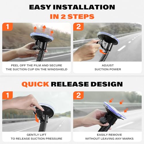APPS2Car Phone Mount for Truck, Heavy-Duty Windshield Phone Holder