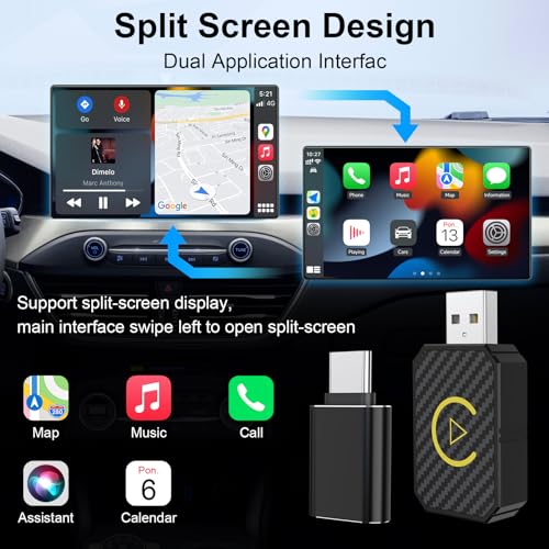 2025 Upgraded Mini Android Auto and Wireless CarPlay Adapter Convert Factory Wired to Wireless Dongle, USB CarPlay Wireless Stick Android Auto Adapter for iOS 12+/Android No Delay