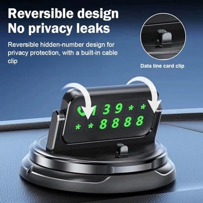 360 Degree Rotation Dashboard Phone Holder,Dashboard Navigation Bracket,Non-Slip & One-Hand Operation Car Cell Phone Mount with Cable Clip,Hide Number Design,Universal for Most Cars (Black)