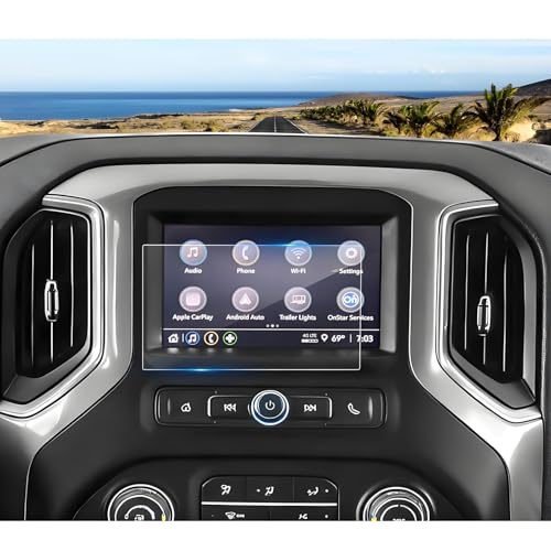 2022-2025 2026 Silverado 1500 2500 3500 Screen Protector for (WT/Custom/Custom Trail Boss) (7Inch Touchscreen), 9H Tempered Glass 2025 Chevy Silverado Accessories Anti-Scratch&HD Transparent 7" - color: 7" Navi