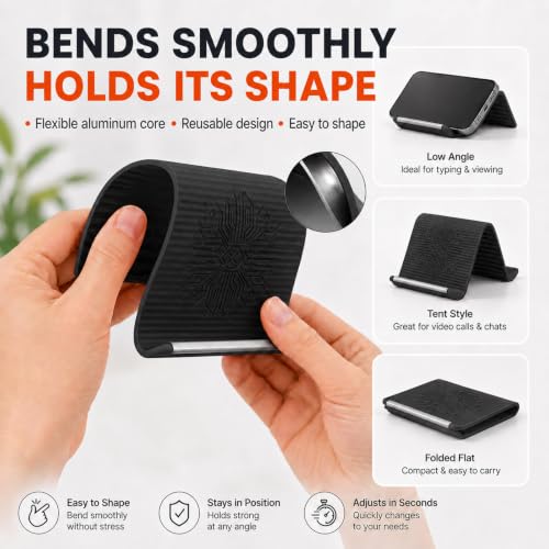 2PCS Portable Foldable Silicone Aluminum Phone Holder, Black - color: Phone Stand 2PCS-Black