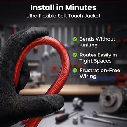 GEARit 8 Gauge Wire CCA Amp Battery Power Cable Black/Red 25FT Lug Kit - color: Black/Red, size: 8AWG-25FT Each+Lugs