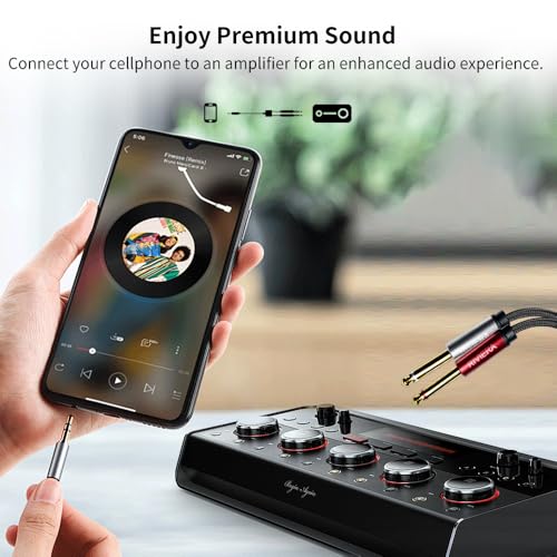 RIVIERA 6FT/1.8M Audio Cable 3.5mm 1/8" TRS to Dual 6.35mm 1/4" TS Braided Sheild Copper Wire and 24K Gold Plated Low Noise with Braided Nylon Jacket for Digital Players & Musical Instruments - color: 1/8 TRS-Dual 1/4 TS Black, size: 6FT/1.8M