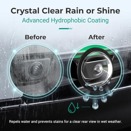 2PCS Car Lens Guard Protective Cover Kit, Clear Anti-Collision Car 360 Panoramic Camera Lens Protector, Waterproof Anti-Glare Rear Scratch Backup Camera Protective Cover (Black)