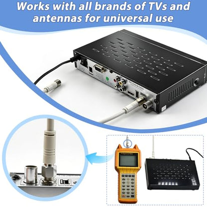 2-Way coaxial Cable Splitter, 5-2500MHz CATV Splitter with 6” RG6 Coaxial Cable and 2 Coax Connectors, for Pass Power to LNB, Improve TV Satellite Antenna Signal Quality, Corrosion Resistant - size: 6 inch