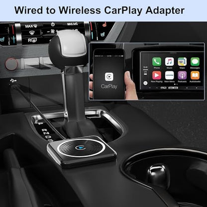 CarPlay Wireless Adapter, Wireless CarPlay Adapter for iPhone Converts Wired to Wireless CarPlay Dongle, Plug & Play Fit for Factory OEM Wired Apple CarPlay Cars from 2016 & iPhone iOS 10+ - style: rounded