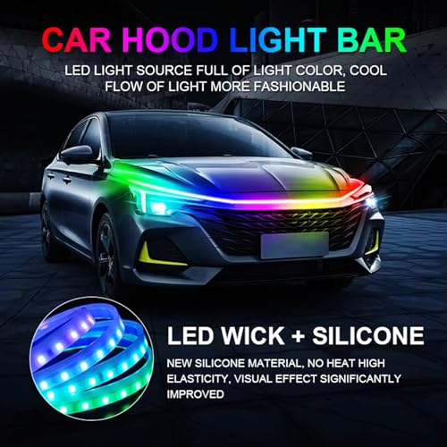 RGB Car LED Hood Light Strip for Cars, SUVs, Trucks, 70 Inches - color: RGB, size: 70 Inches
