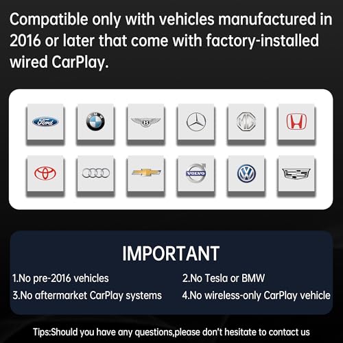 Wireless CarPlay Adapter (2025 Upgrade) – Convert Wired CarPlay to Wireless, Stable Connection, RGB Ambient Lighting, Compatible with Wired CarPlay Cars & iPhone - color: RGB lighting