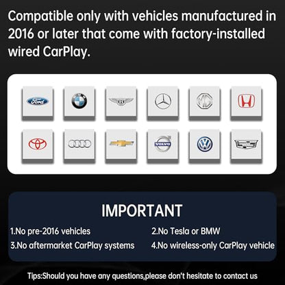 Wireless CarPlay Adapter (2025 Upgrade) – Convert Wired CarPlay to Wireless, Stable Connection, RGB Ambient Lighting, Compatible with Wired CarPlay Cars & iPhone - color: RGB lighting