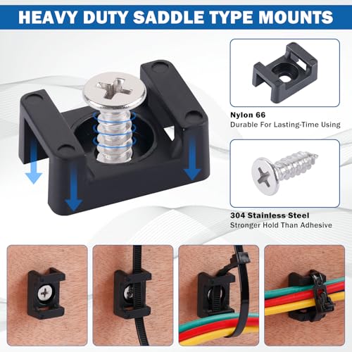 Magnetic Cable Zip Tie Mounts, 15 Pcs Heavy Duty Magnet Wire Holder Automotive Multipurpose & 50 Pcs Zip Ties & 20 Pcs Cable Tie Mounts with Tapping Screws for Wire Organization(43mm 85 Pcs) - size: 43mm-85PCS
