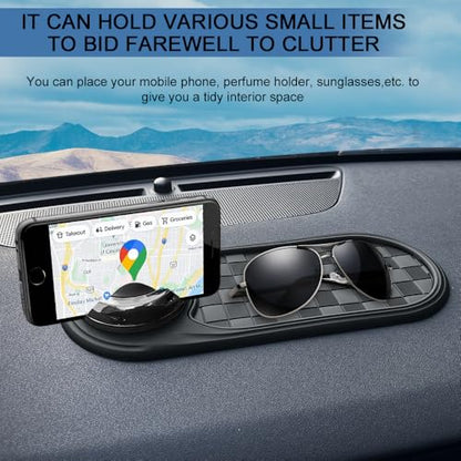 Multifunction Car Anti-Slip Mat, Car Anti Slip Mat Phone Holder, Dashboard Mobile Phone Holder with Temporary Parking Number, Rotatable Dashboard Mat for Sunglasses Keys Gadgets (Gray+Black) - color: Gray+Black