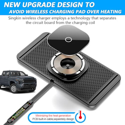 Magnetic Wireless Charger for Toyota Tacoma 2024 2025 2026 for Toyota 4Runner 2025 2026 15W Fast Wireless Car Phone Charger Pad Non-Slip Phone Holders for iPhone 17/16/15/14/13/12