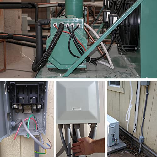 Liquid-Tight Conduit - 3/4inch 25 Foot Flexible Non Metallic Liquid Tight Electrical Conduit Kit, With 4 Straight and 3 90-Degree Conduit Connector Fittings.3/4" Dia - size: 3/4inch 25Ft