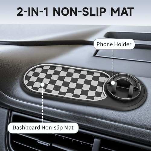 Multifunction Car Anti Slip Mat, Dashboard Phone Holder with Temporary Parking Number, Strong Grip Silicone Pad Organizer for Phones, Sunglasses, Keys and Interior Accessories