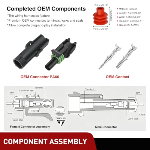 Nilight 60PCS 10 Kits 1 Pin Waterproof Automotive Electrical Connector Kit - size: 1Pin Spark Plug Connector 60PCS