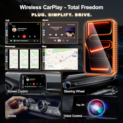 Wireless CarPlay Adapter Plug and Play for OEM Factory Cars, AI Magic Box Built-in Play Store Net-Flix YouTube TikTok & Screen Mirroring, HDMI USB-C Ports for Wireless CarPlay Converter