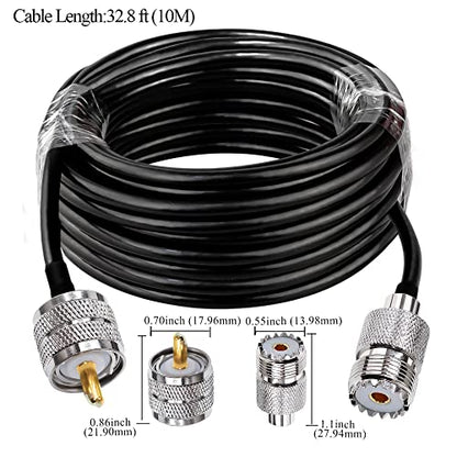 TUOLNK Coax Cable RG58 UHF Male to Female Extension Cable Low Loss CB Antenna PL-259 Jumper for CB Radio Ham Radio 32.8ft(10M) - size: 32.8ft