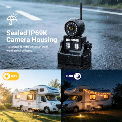 360° Adjustable Magnetic Solar Wireless Backup Camera System – 7" 1080P Touchscreen, DVR Recording, IP69K Waterproof, Auto-Sleep & Night Vision for RV, Truck, Trailer, SUV & Camper, AR4 - size: 7" 4-CAM