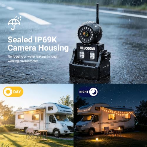 360° Adjustable Magnetic Solar Wireless Backup Camera System – 7" 1080P Touchscreen, DVR Recording, IP69K Waterproof, Auto-Sleep & Night Vision for RV, Truck, Trailer, SUV & Camper, AR3 - size: 7" 3-CAM