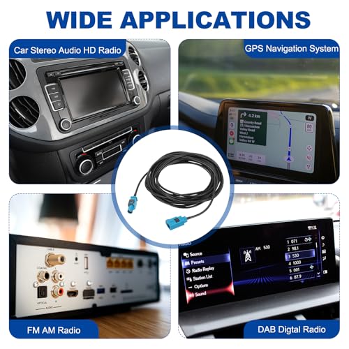 uxcell 2Pcs Antenna Extension Cable, 16.4ft/5m Longer Fakra-Z Male to Fakra-Z Female RF Coax Cable for Car Stereo Head Unit GPS Navigation FM AM Radio RG174 - size: 16.4ft/5m