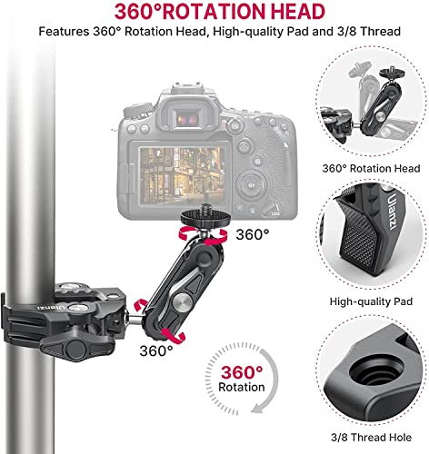 ULANZI Super Clamp Camera Clamp Mount Monitor 360° Ballhead Magic Arm Double Ball Head Adapter with 1/4"-20 & 3/8"-16 Thread for Canon Nikon DSLR Camera/Gopro/LED Lights/Ronin-M/Ronin MX/Freefly MOVI - size: Gopro Adapter Kit