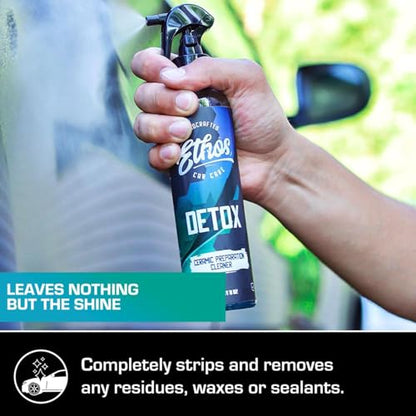Ethos DETOX - Ceramic Coating Prep Spray, Panel Wipe, Glass Cleanser - Remove Your Old Ceramic Coating, Wax, or Sealant - Multi-Purpose Formula - Leaves Nothing But the Shine (16 OZ - 2PK) - size: 16 Fl Oz (Pack of 2)