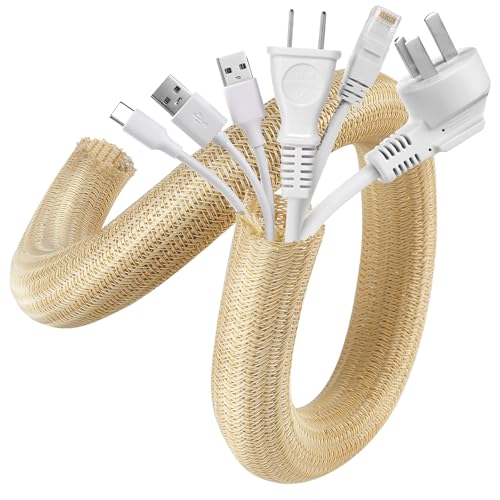 AGPTEK Cable Management Sleeve, 2 Pack 5ft - 1.2 inch Cord Hider,Wood Color - color: Wood Color, size: 1.2"-10ft