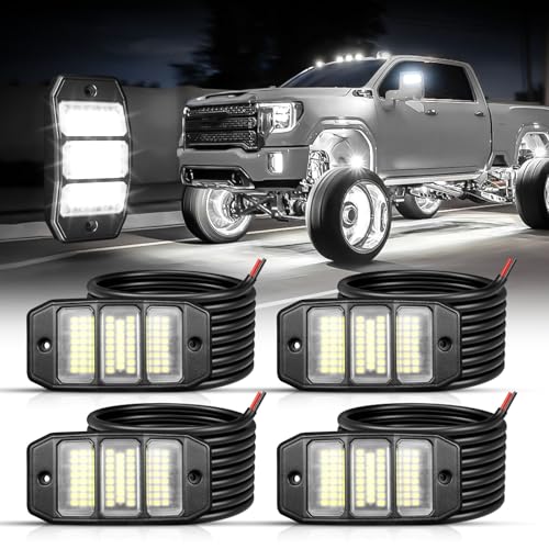 SHINIGHT 4-Pod White Rock Lights, 6000K Pure White,72 LED SMD Chips, IP68 - size: 4 Pods