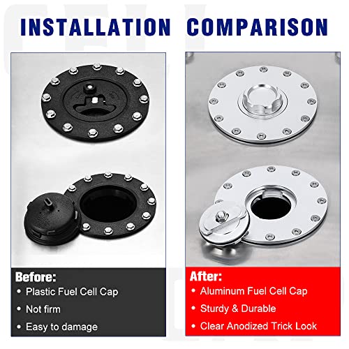 PTNHZ Universal Billet Aluminum Fuel Cell Cap Embedded Auxiliary Oil Tank Cover Flush Mount With 12 Hole Cell Bung and Gasket - size: Embedded Oil Tank Cover