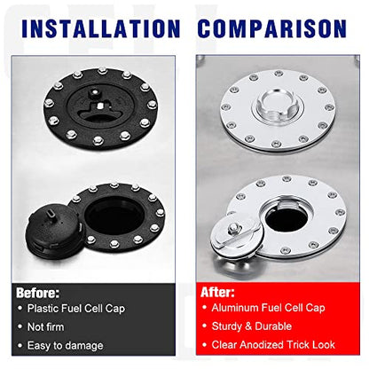 PTNHZ Universal Billet Aluminum Fuel Cell Cap Embedded Auxiliary Oil Tank Cover Flush Mount With 12 Hole Cell Bung and Gasket - size: Embedded Oil Tank Cover