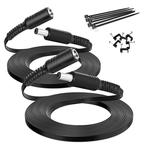 Itramax 12V DC5521 Flat Extension Cable 10FT/2Pack Female to Male Extender - color: Black, size: 10FT/3M