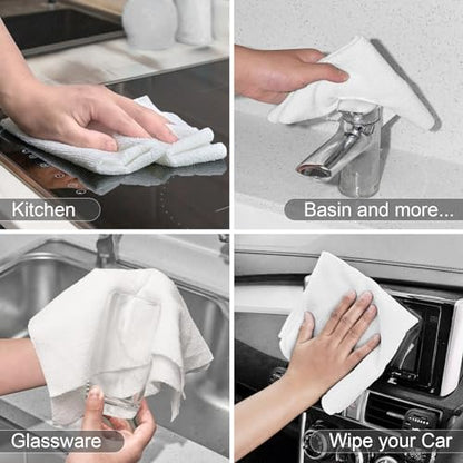 UPSTAR Microfiber Cleaning Cloth, Reusable Paper Towels Rolls, 50 Packs 12x12 inch Cleaning Rags for Washing Dishes, Kitchen, Bathroom, Car, White - color: White