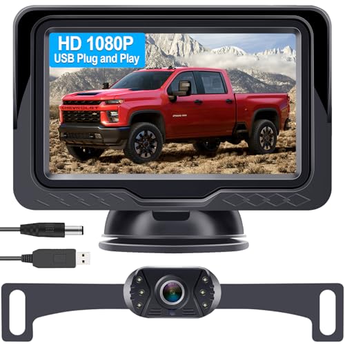 Backup Camera Ease Install for Car - USB Plug and Play - size: 4.3" USB Powered Monitor with Camera