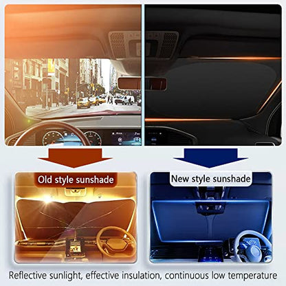 300T Thickened Automotive Glass Sunshade and Comes with Storage Bag,Keep Car Interior Cool,Universal Windshield Sun Shade Fit for Cars,Trucks,SUVs (L: 57.08 * 31.5 inch) - color: L(57.08 * 31.5 inch)