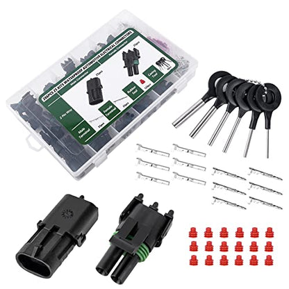 Kikerike 286Pcs 25 Kits Waterproof Automotive Electrical Connectors 2 Male&Female Pin 22-14AWG Wire Harness Spark Plug Connector Terminals Plug Kit Car - size: 25 Kits 22-14AWG 2 Pin