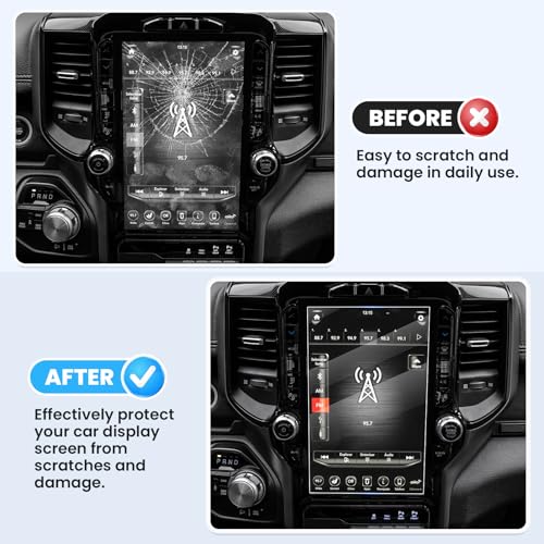Canvcle 2PCS Screen Protector for 2019-2025 2026 Dodge Ram 1500 2500 3500 Accessories, 12 Inch Navigation Screen Tempered Glass Touchscreen Protector Navigation Screen Cover Protective Film - size: 2019-Present Dodge Ram 1500 2500 3500 12 Inch