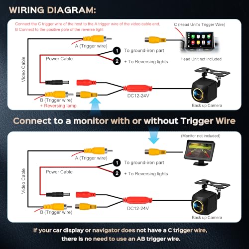 Backup Camera, License Plate Backup Camera for car,AHD 1080P Metal 170 Degree Wide Angle Rearview Reversing Camera,Reverse Rear View Camera for Car Vehicle SUV RV [HD/AHD] - color: Black