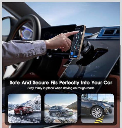 Aura Avenue Magnetic Vacuum Suction Mobile Phone Holder for Car & Desk | Super Strong Suction | 360° Rotation | Universal Dashboard, Glass & Desktop Mount