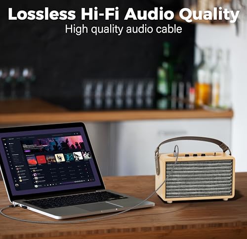 USB to 6.35mm TRS Stereo Audio Cable 10 FT, USB-A to 1/4" Audio Adapter Aux Jack Stereo Cord, Gold-Plated Connector, Nylon Braided Jacket, DAC Chip, for Laptop, Amplifier, Mixer, Home Theater, Speaker - size: 10FT