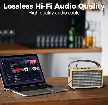 USB to 6.35mm TRS Stereo Audio Cable 10 FT, USB-A to 1/4" Audio Adapter Aux Jack Stereo Cord, Gold-Plated Connector, Nylon Braided Jacket, DAC Chip, for Laptop, Amplifier, Mixer, Home Theater, Speaker - size: 10FT