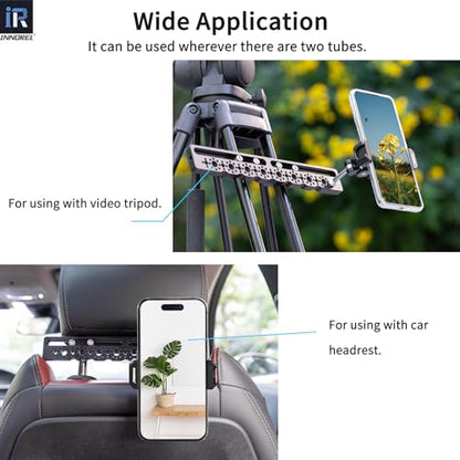 INNOREL TB2403 Car Headrest Mount Camera Monitor Bracket 1/4" Screw Shooting Extension Bracket for Installing Camera Cage, Car Headrest ARRI Camera Accessories Inside Vehicle
