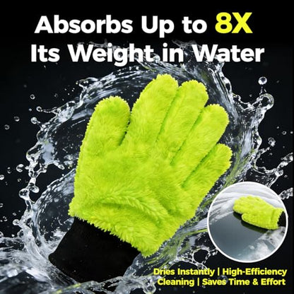 XINDELL 2 Pack Car Wash Glove - Ultra-Soft Plush Fluffy Bear Paw Foam Wash, Scratch-Free Five-Finger Brush, Thickened Car Cleaning Mitt - color: Car Wash Mitt-2pack